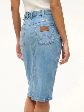 STAUD x Wrangler The Pencil Skirt Denim Sz 31 STAUD Belt loops
